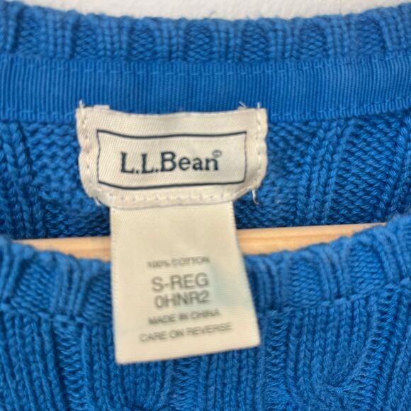 L.L. Bean Vintage Women's Classic Cable-Knit Crew Neck Sweater Size S y2k Preppy - Picture 3 of 4